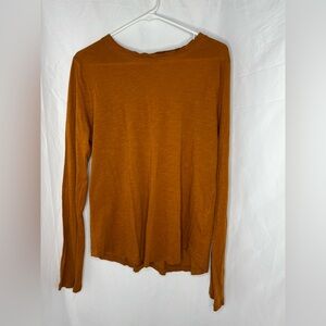 Madewell cotton long sleeve t shirt, burnt orange, L